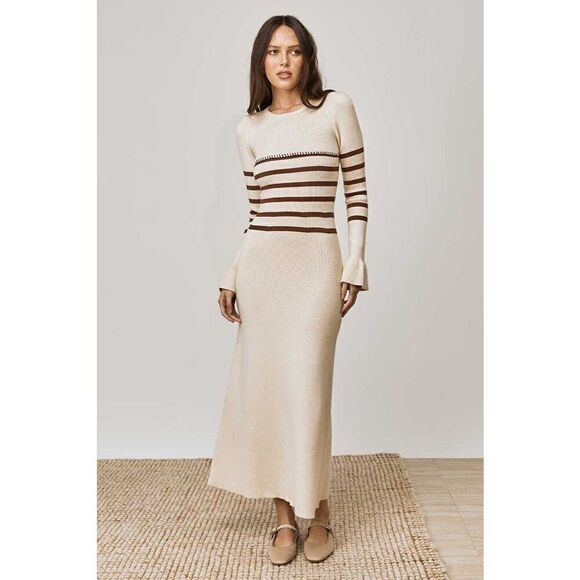 MON RENN RHYTHM STRIPE KNIT DRESS - White/Black STRIPE size S NWT$219 - Picture 2 of 8